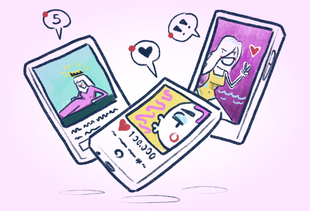 3 phones with notifications popping off