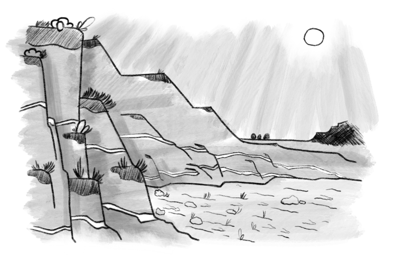 mountain cliffs surrounding a valley